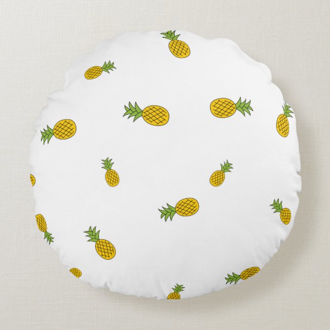 Pineapple cute seamless pattern background. Vintag Round Pillow (Front)