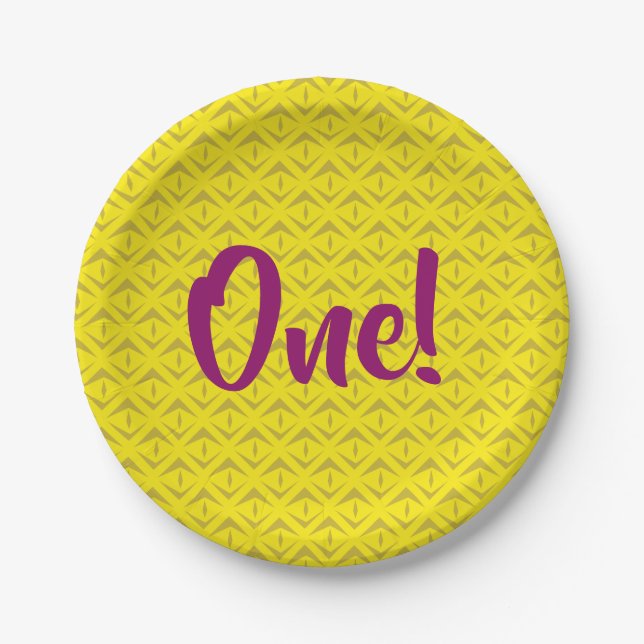 Pineapple Cute Summer 1st Birthday Party Theme Paper Plates (Front)