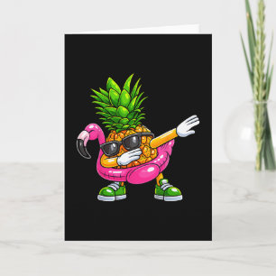 Pineapple Dabbing Flamingo Aloha Hawaii Tropical V Card