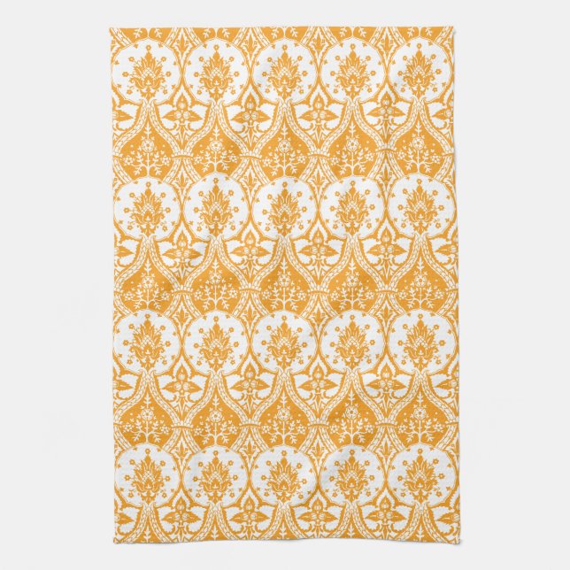 Pineapple Damask Orange Towel (Vertical)