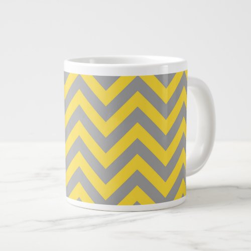 Pineapple Dark Gray Large Chevron ZigZag Pattern Giant Coffee Mug