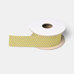 Pineapple, Dark Gray Large Chevron ZigZag Pattern Satin Ribbon