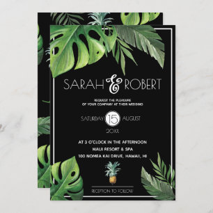 Pineapple Delight Tropical Foliage Wedding Invitation