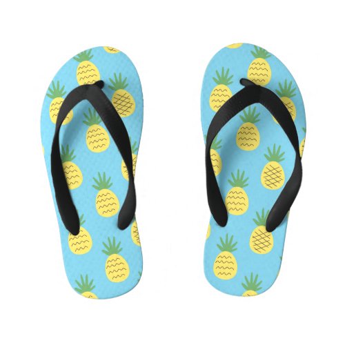 Pineapple Delight Tropical Fruit Print Kids Flip Flops