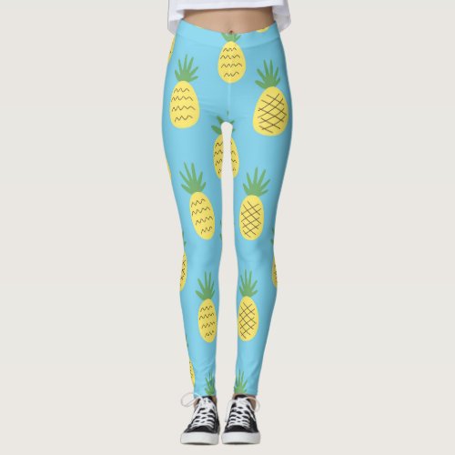 Pineapple Delight Tropical Fruit Print Leggings