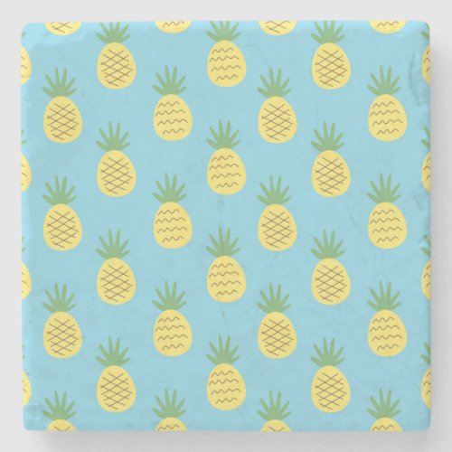 Pineapple Delight Tropical Fruit Print Stone Coaster