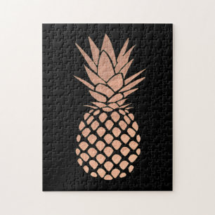 pineapple design on black background jigsaw puzzle