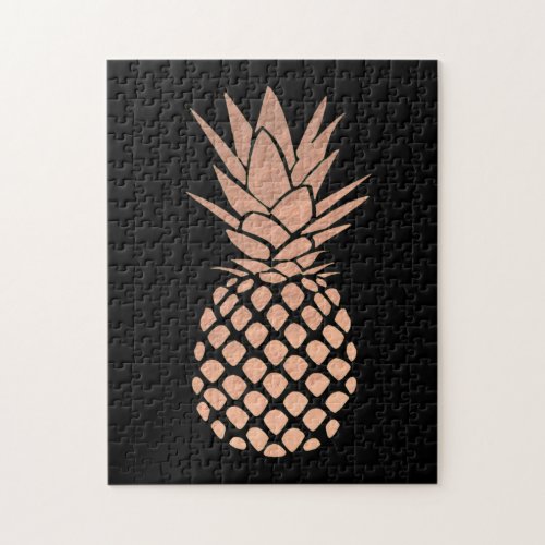pineapple design on black background jigsaw puzzle