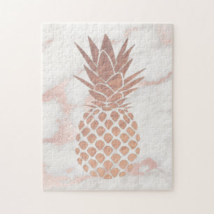 pineapple design on pink marble jigsaw puzzle
