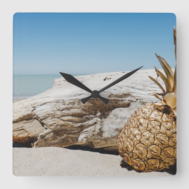 pineapple dessert square wall clock (Front)