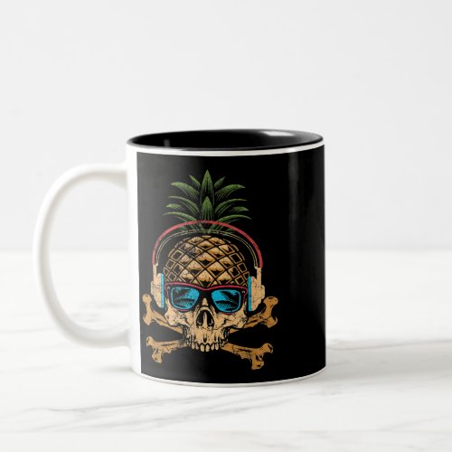 Pineapple DJ Skull Summer Vibes Gamer Hawaiian Sun Two_Tone Coffee Mug