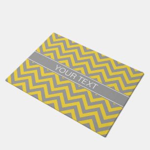 Pineapple Dk Gray LG Chevron Dk Gray Name Monogram Doormat