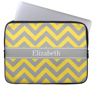 Pineapple Dk Gray LG Chevron Dk Gray Name Monogram Laptop Sleeve