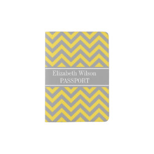 Pineapple Dk Gray LG Chevron Dk Gray Name Monogram Passport Holder