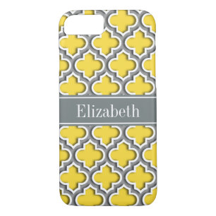 Pineapple Dk Gray Moroccan #5DS Char Name Monogram iPhone 8/7 Case
