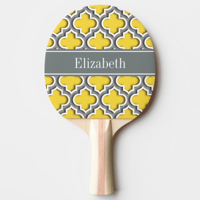 Pineapple Dk Gray Moroccan #5DS Char Name Monogram Ping-Pong Paddle (Front)