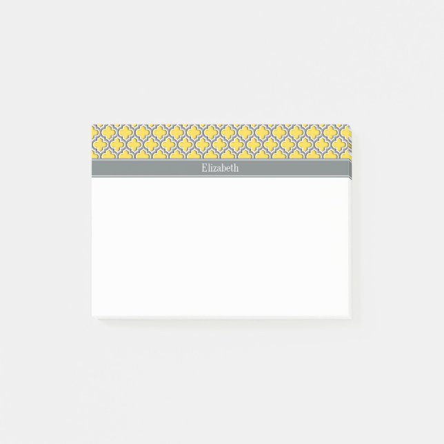 Pineapple Dk Gray Moroccan #5DS Char Name Monogram Post-it Notes (Front)