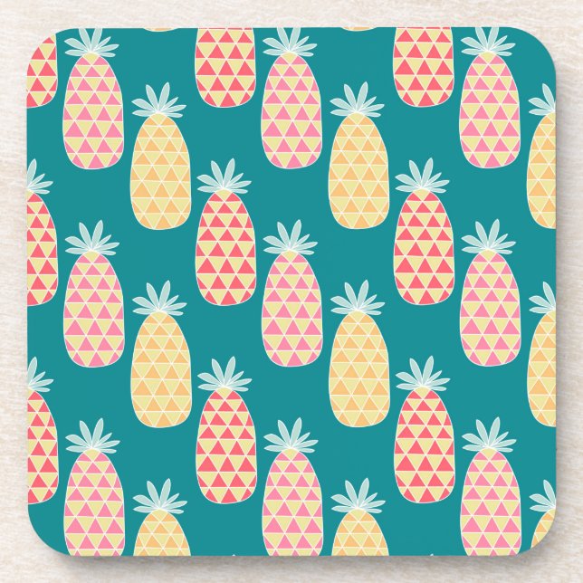 Pineapple Doodle Pattern Beverage Coaster (Front)