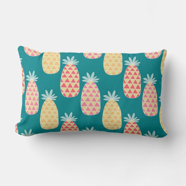 Pineapple Doodle Pattern | Monogram Lumbar Pillow (Front)