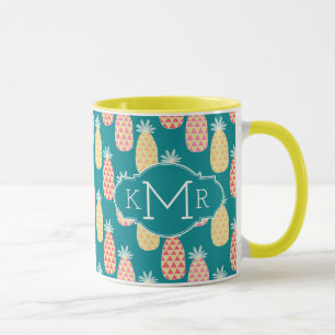 Pineapple Doodle Pattern   Monogram Mug