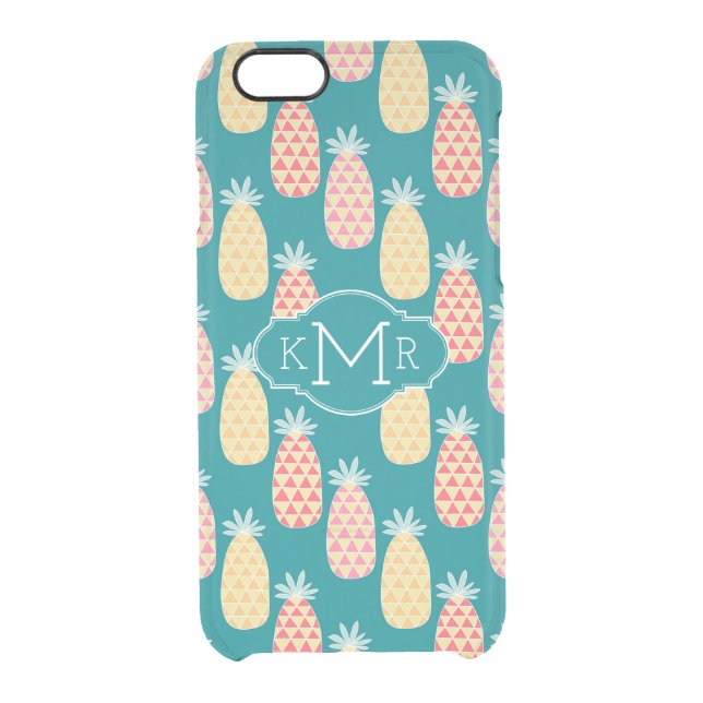 Pineapple Doodle Pattern | Monogram Uncommon iPhone Case (Back)