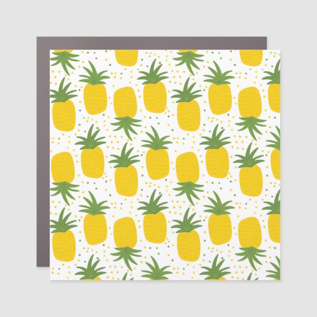 Pineapple Dots: Summer Fruit Design Car Magnet (Front)