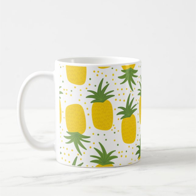Pineapple Dots: Summer Fruit Design Coffee Mug (Left)