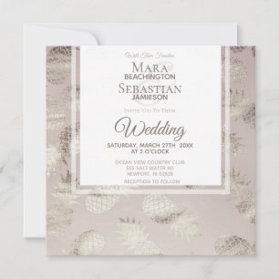 *~* Pineapple Dusty Rose Gold Elegant Trendy Invit Invitation