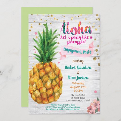 Pineapple engagement party invitation tropical
