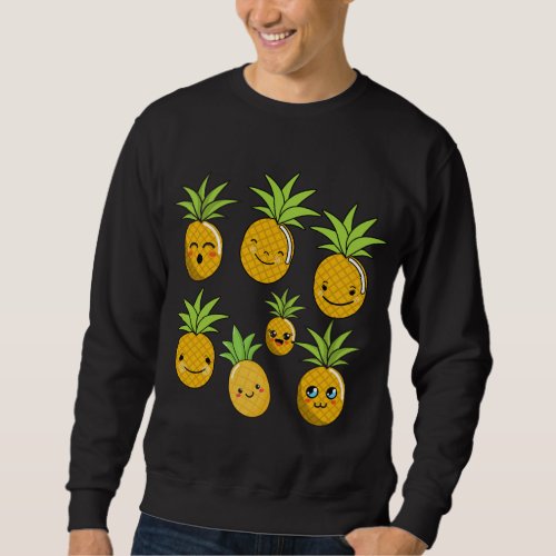 Pineapple Family Cute Kawaii Funny Hawaiian Fruit  Sweatshirt