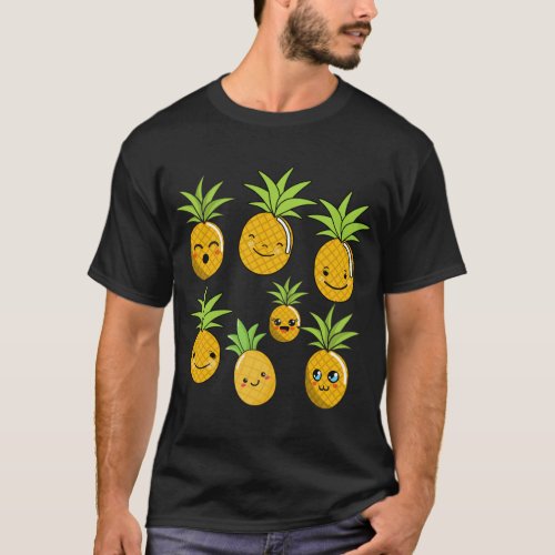 Pineapple Family Cute Kawaii Funny Hawaiian Fruit  T_Shirt