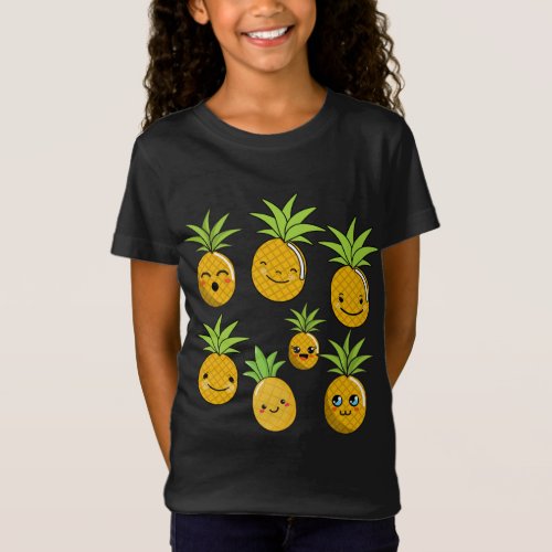 Pineapple Family Cute Kawaii Funny Hawaiian Fruit  T_Shirt