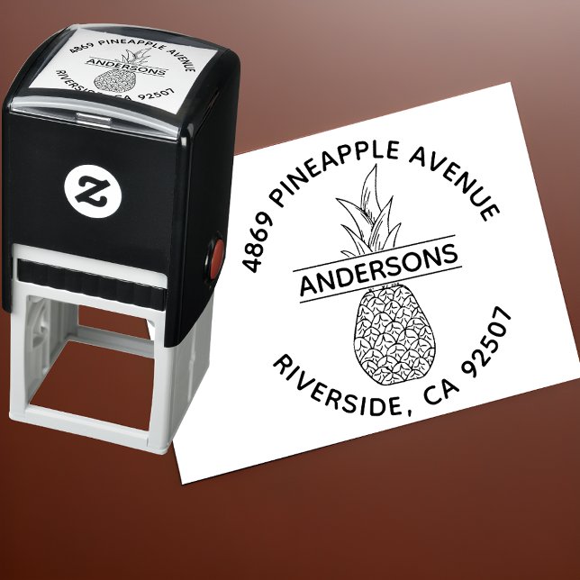 Pineapple Family Round Return Address Stamp (Creator Uploaded)