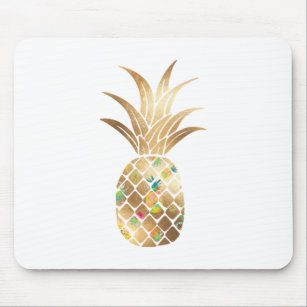 Pineapple, Faux Gold+Collage Mouse Pad