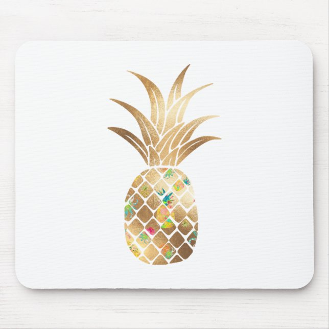 Pineapple, Faux Gold+Collage Mouse Pad (Front)