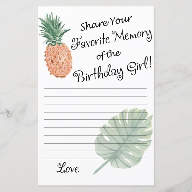 pineapple Favorite Memory of the Birthday Girl (Front)