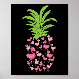 Pineapple Flamingo Aloha Beaches Hawaii - Pink Bir Poster
