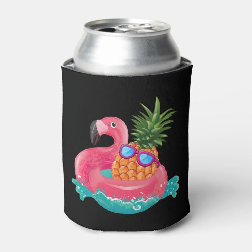 Pineapple Flamingo Cute Funny Tropical Fruit Can Cooler