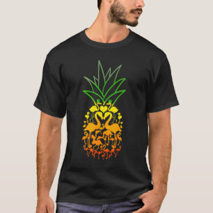 Pineapple Flamingo Exotic Beach Hawaiian Summer T-Shirt