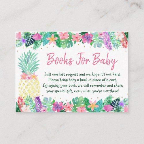 Pineapple Floral Baby Shower Book Request Enclosure Card