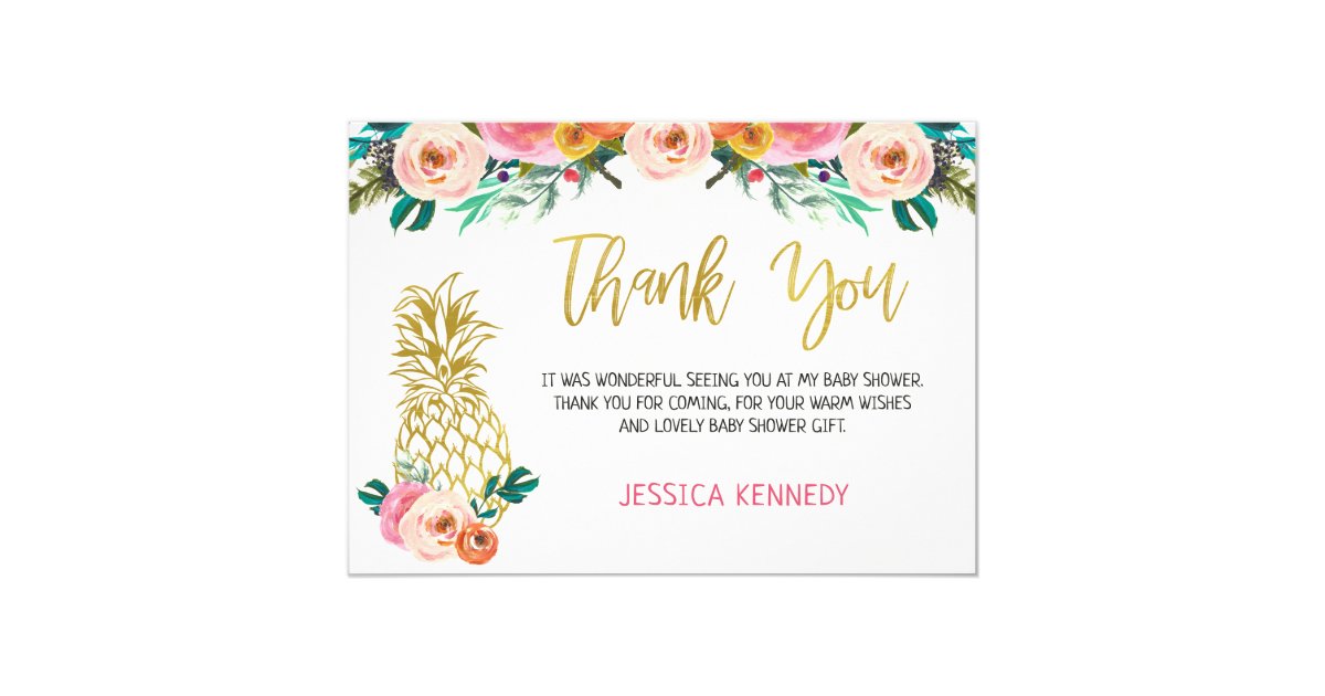 Pineapple Floral Baby Shower Thank You Card 