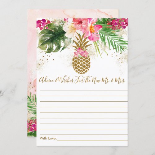 Pineapple Floral Bridal Shower Advice Cards