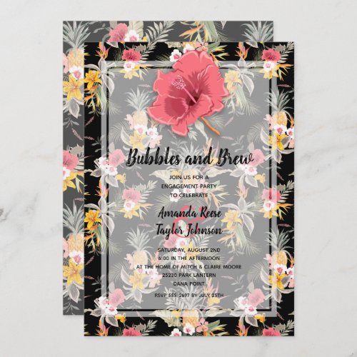 Pineapple Floral Engagement Party Invitation