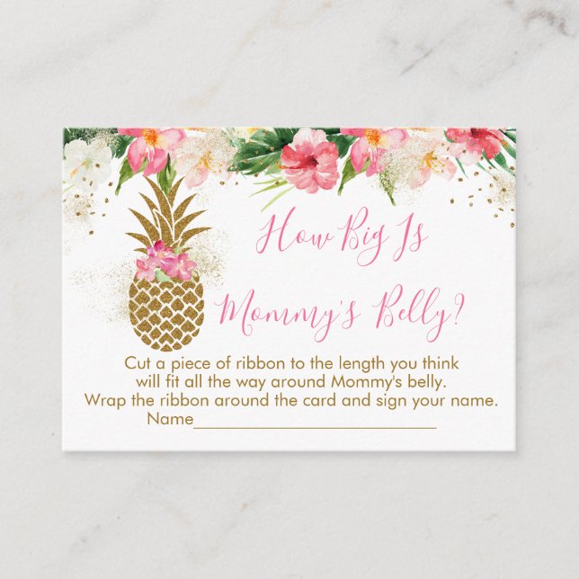 Pineapple Floral How Big Is Mommy's Belly Game Enclosure Card (Front)