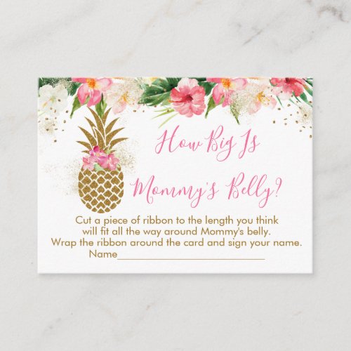 Pineapple Floral How Big Is Mommys Belly Game Enclosure Card