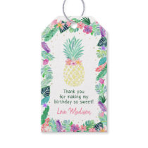 Pineapple Floral Pink Gold Birthday Gift Tags