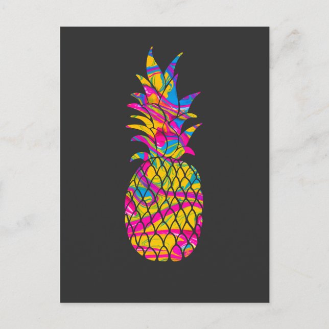 Pineapple Flower Garden Abstract Art Postcard (Front)