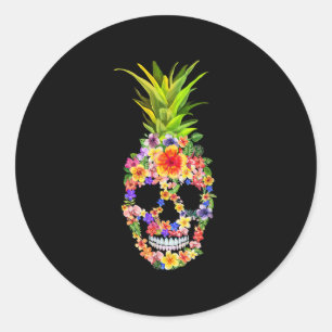 Pineapple Flower Shape Skull Tropical Summer Fruit Classic Round Sticker