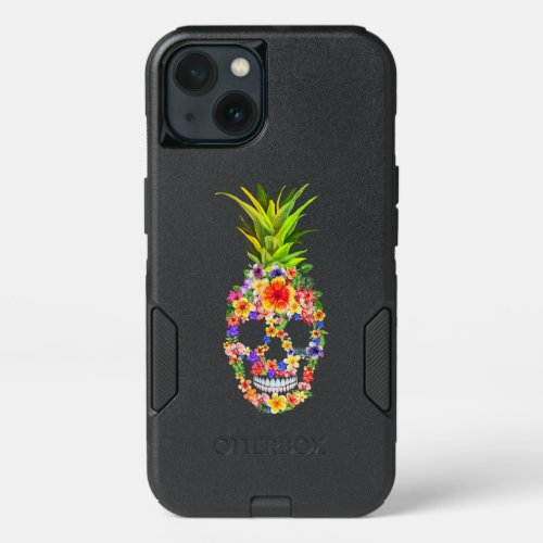 Pineapple Flower Shape Skull Tropical Summer Fruit iPhone 13 Case