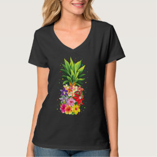Pineapple Flowers Aloha Hawaii Vintage Hawaiian Fl T-Shirt